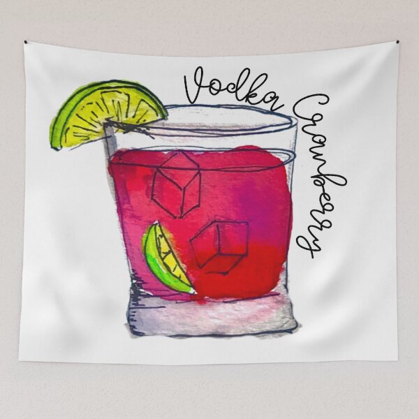 Item preview, Vodka Cranberry Watercolor Cocktail designed and sold by skybluepink studio.