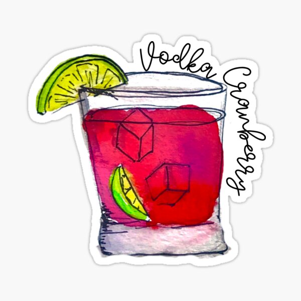 Item preview, Vodka Cranberry Watercolor Cocktail designed and sold by skybluepink studio.
