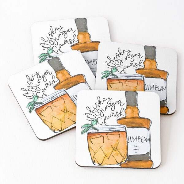 Item preview, Whiskey Ginger Smash Watercolor Cocktail designed and sold by skybluepink studio.