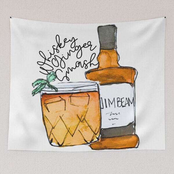 Item preview, Whiskey Ginger Smash Watercolor Cocktail designed and sold by skybluepink studio.