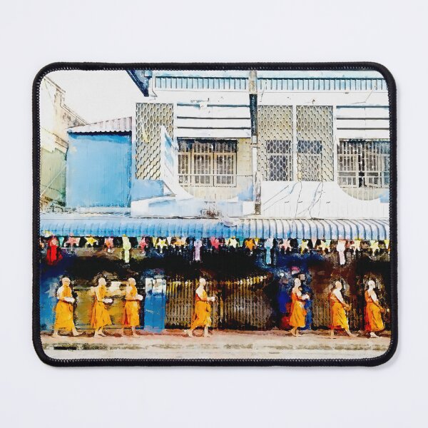 Item preview, Thai Buddhist monks walking with alms bowl Lampang Thailand designed and sold by Nalidsa Sukprasert.