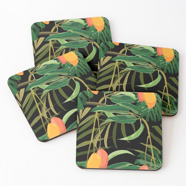 Item preview, Seamless pattern, background with mango and tropical palm leaves. designed and sold by MatyKotiv.