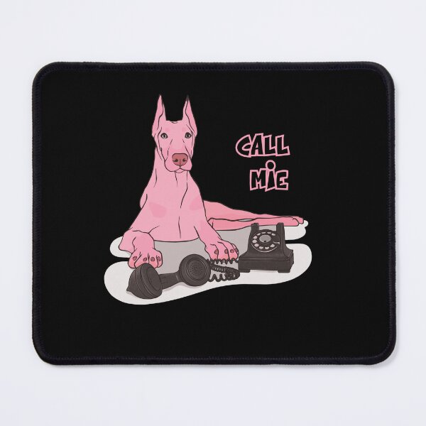 Item preview, Pink Doberman with Retro Telephone – "Call Me" Funny Dog Illustration for Animal Lovers designed and sold by KolbaVison.