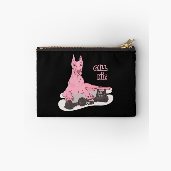 Item preview, Pink Doberman with Retro Telephone – "Call Me" Funny Dog Illustration for Animal Lovers designed and sold by KolbaVison.
