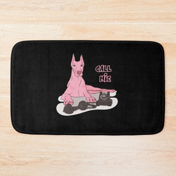 Item preview, Pink Doberman with Retro Telephone – "Call Me" Funny Dog Illustration for Animal Lovers designed and sold by KolbaVison.