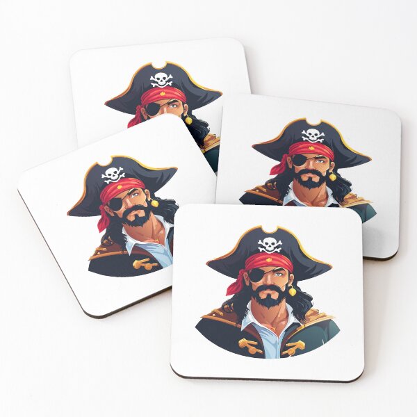 Item preview, Pirate head with hat sailor and Eye Patch and Beard, Bearded pirate captain with captain's hat and skull illustration, buccaneer, designed and sold by Danler.