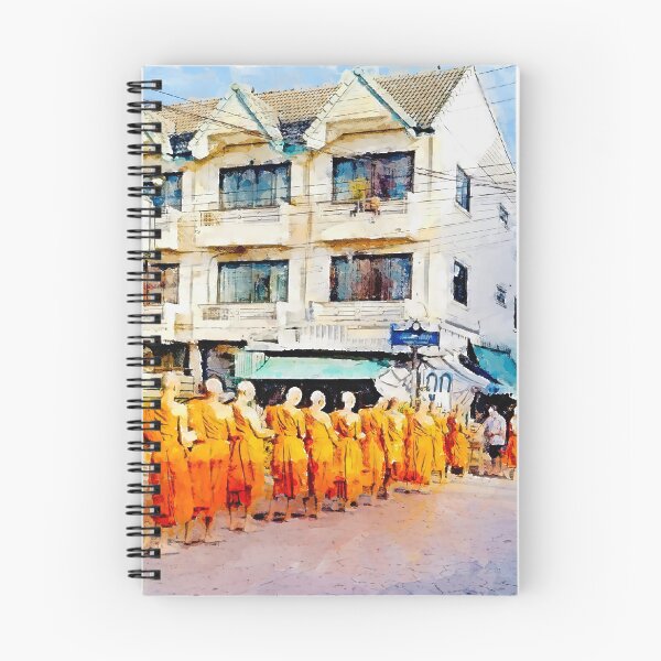 Item preview, Thai Buddhist monks walking with alms bowl Lampang Thailand designed and sold by Nalidsa Sukprasert.