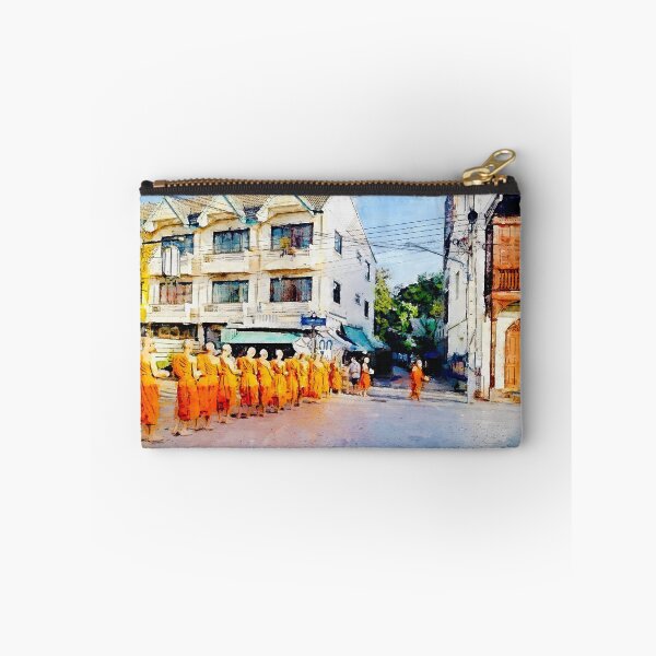 Item preview, Thai Buddhist monks walking with alms bowl Lampang Thailand designed and sold by Nalidsa Sukprasert.