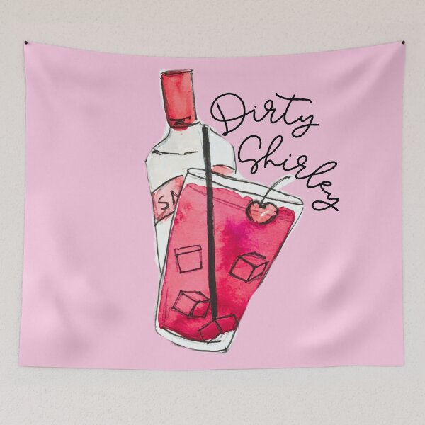 Item preview, Dirty Shirley Temple Watercolor Cocktail designed and sold by skybluepink studio.