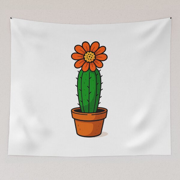 Item preview, Large cactus with orange flowers designed and sold by miguel-ozz.