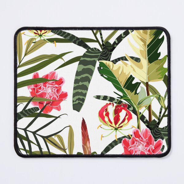 Item preview, Hand drawn seamless tropical floral pattern with red guzmania flowers and others and many kind of tropical leaves. designed and sold by MatyKotiv.