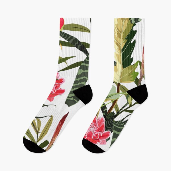 Item preview, Hand drawn seamless tropical floral pattern with red guzmania flowers and others and many kind of tropical leaves.  designed and sold by MatyKotiv.