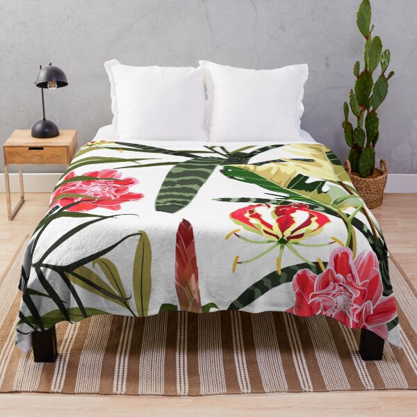 Item preview, Hand drawn seamless tropical floral pattern with red guzmania flowers and others and many kind of tropical leaves.  designed and sold by MatyKotiv.
