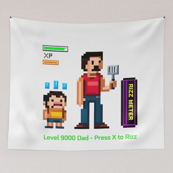 Item preview, Level 9000 Dad – Press X to Rizz | Pixel Gamer Father’s Day Digital Art 2025 designed and sold by AnnDesignStudio.