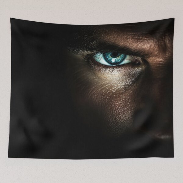 Item preview, Man with striking blue eye in shadow designed and sold by anytka.