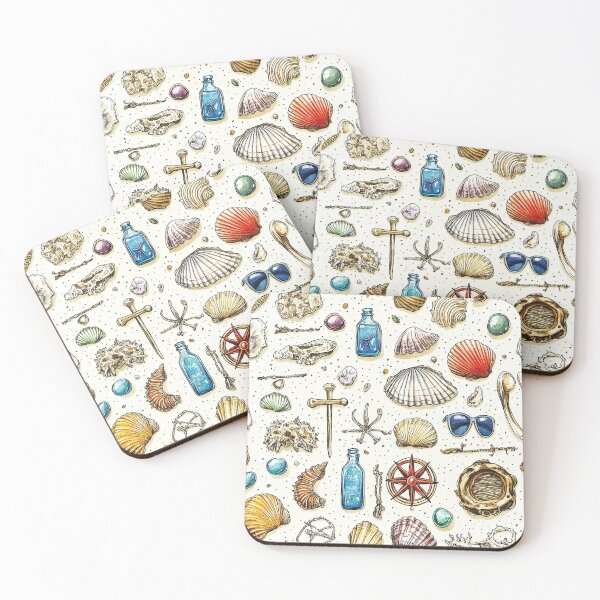Item preview, Serene Coastal Items Framed in Sandy Composition designed and sold by Piotrek0001.