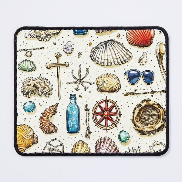 Item preview, Serene Coastal Items Framed in Sandy Composition designed and sold by Piotrek0001.