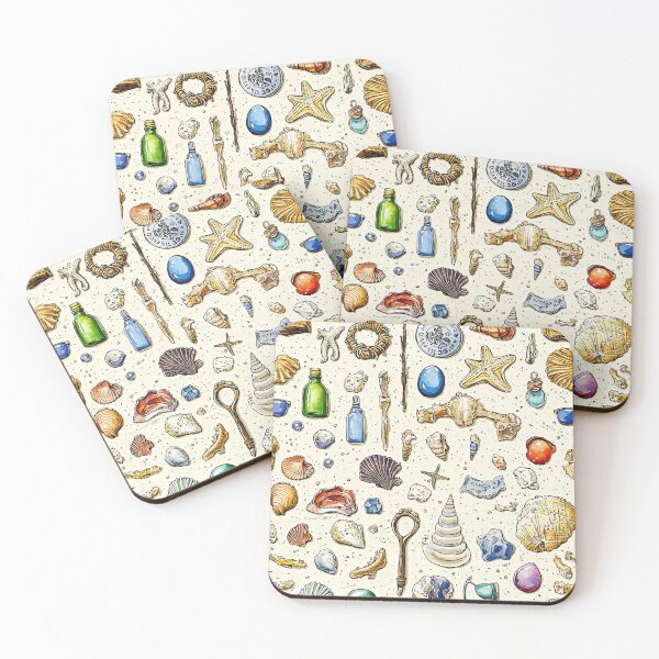 Item preview, Sea-Themed Treasures Arranged in Gentle Watercolors designed and sold by Piotrek0001.