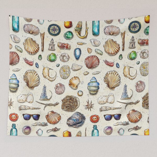 Item preview, Nautical Fragments Found on Calm Shoreline Scene designed and sold by Piotrek0001.