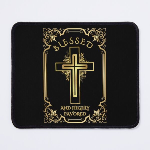 Item preview, Blessed and Highly Favored – Elegant Gold Cross Christian Design designed and sold by Christian1iving.