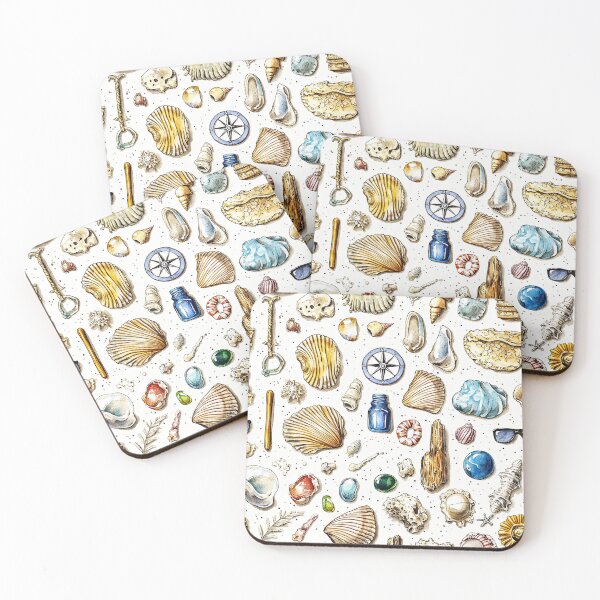 Item preview, Seaside Keepsakes Displayed on Earthy Toned Canvas designed and sold by Piotrek0001.