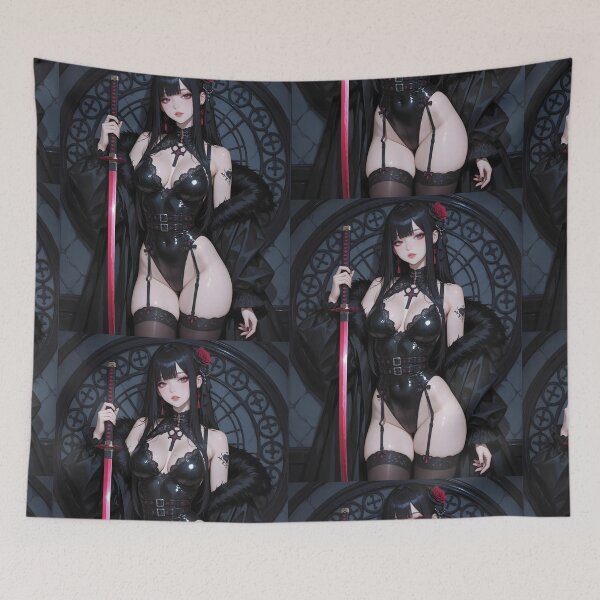 Item preview, Red katana sexy anime girl designed and sold by Planet Utoppia.