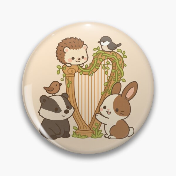 Item preview, Kawaii Animals Woodland Badger Bunny Hedgehog Harp Harmony designed and sold by Maljonic.