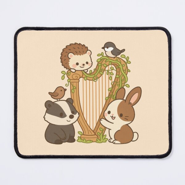 Item preview, Kawaii Animals Woodland Badger Bunny Hedgehog Harp Harmony designed and sold by Maljonic.