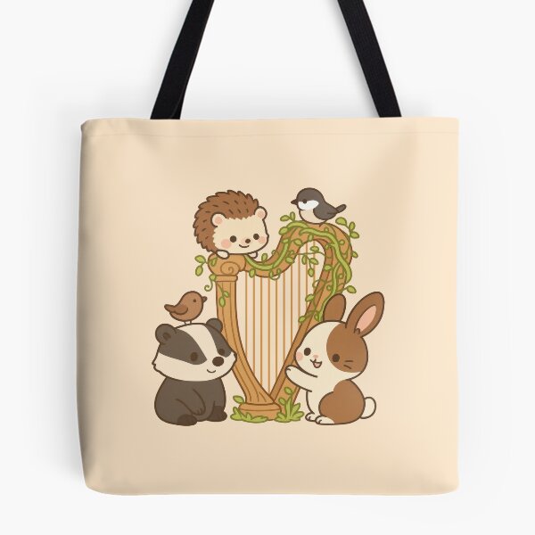 Item preview, Kawaii Animals Woodland Badger Bunny Hedgehog Harp Harmony designed and sold by Maljonic.
