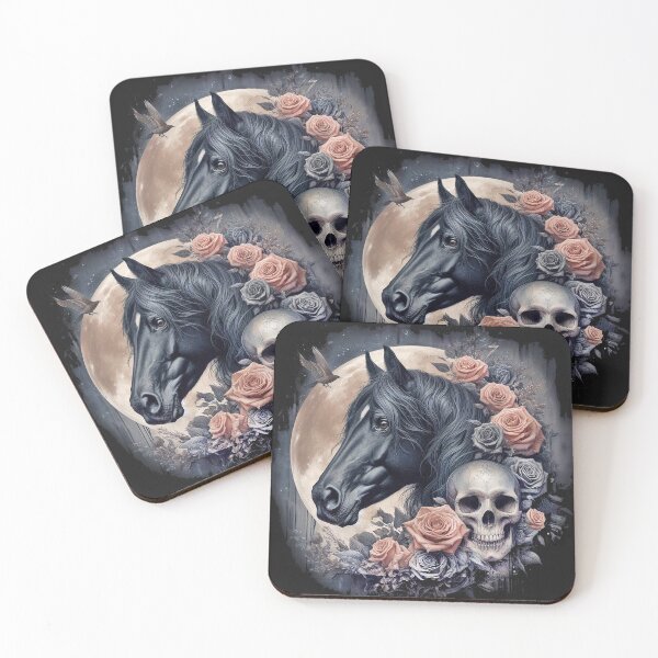 Item preview, Black Horse Skull Roses T-Shirt designed and sold by candiscamera.