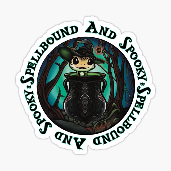 Item preview, Spellbound and Spooky – Witchy Leopard Gecko in a Cauldron designed and sold by NecrosisShop.