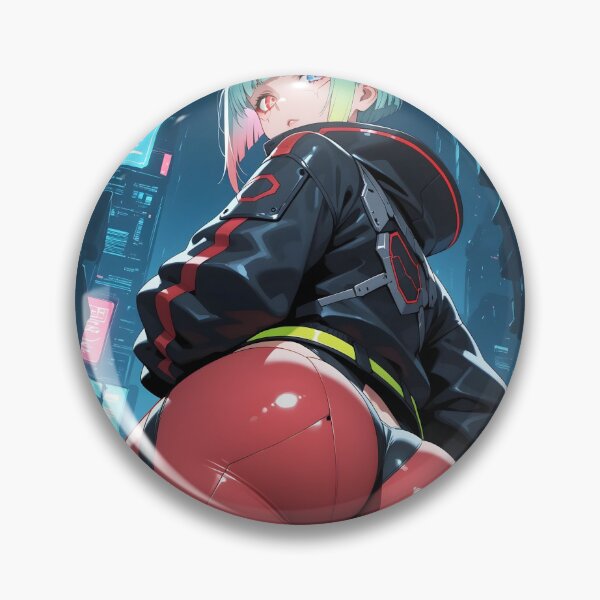 Item preview, Futuristic cyberpunk girl with short blue hair designed and sold by Planet Utoppia.