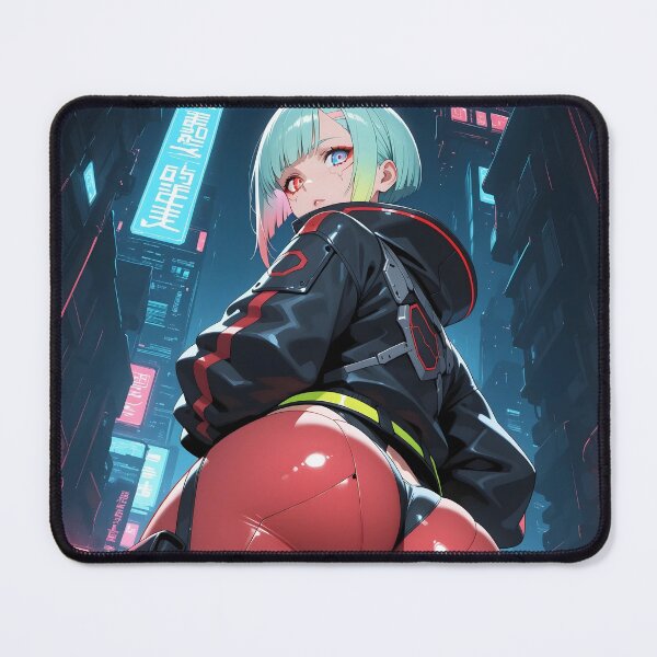 Item preview, Futuristic cyberpunk girl with short blue hair designed and sold by Planet Utoppia.