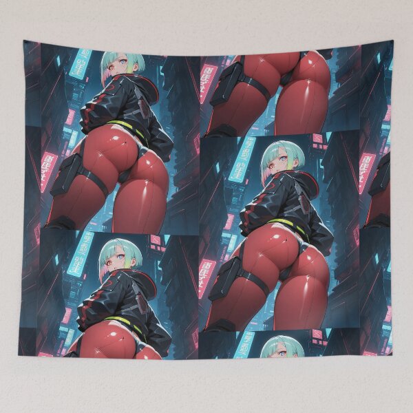 Item preview, Futuristic cyberpunk girl with short blue hair designed and sold by Planet Utoppia.