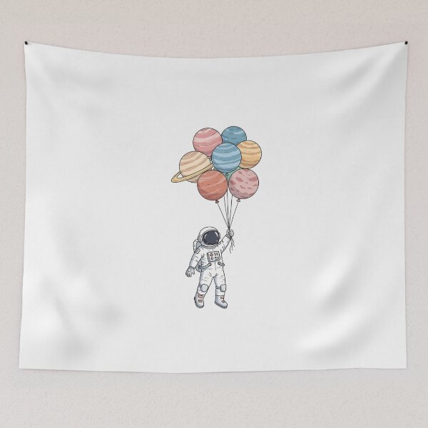 Item preview, Astronaut Floating with Planet Balloons Sticker designed and sold by Arcane-Aesthete.