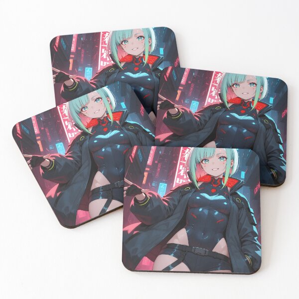 Item preview, Futuristic cyberpunk girl with short blue hair designed and sold by Planet Utoppia.