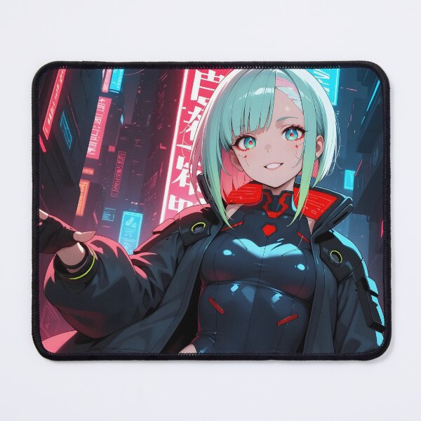 Item preview, Futuristic cyberpunk girl with short blue hair designed and sold by Planet Utoppia.