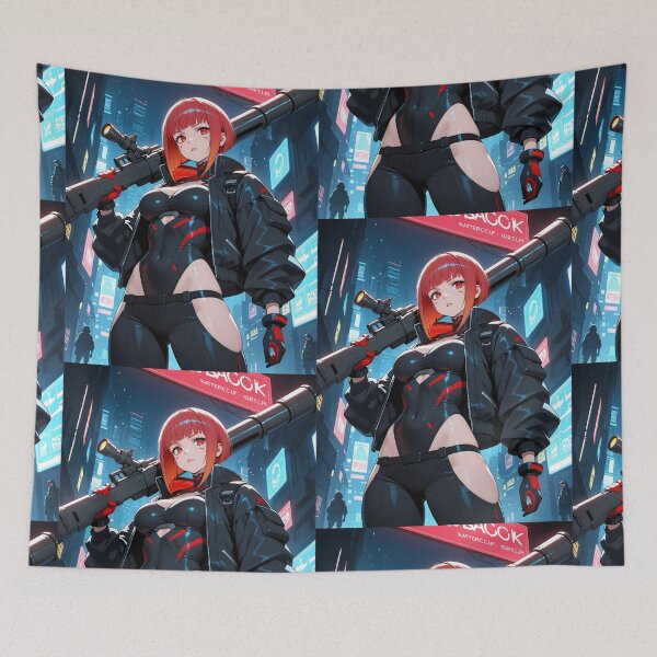 Item preview, Futuristic cyberpunk girl with bazooka designed and sold by Planet Utoppia.