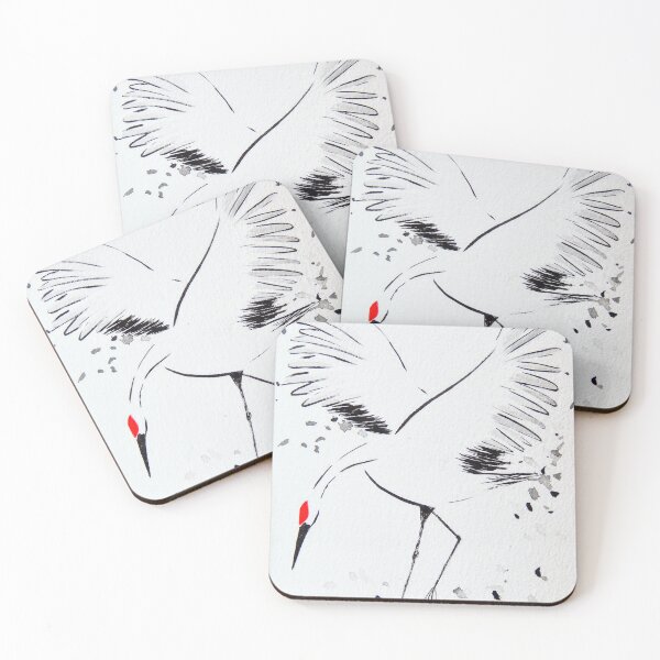 Item preview, Red-Crowned Crane with Splashes | Japanese Cranes | Zen Watercolor Drawing designed and sold by AngelaMarieArt.