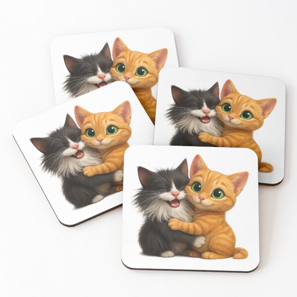 Item preview,  Cat Hug – Cute Black & White and Tabby Cat in 3D Style designed and sold by branaghbel.
