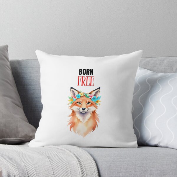 Aperçu de l'œuvre Born Free Fox – Illustration florale et animalière sauvage créée et vendue par QuickPick Store.