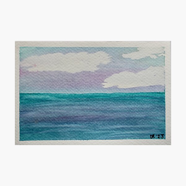 Cotton Candy Seascape Watercolour Photographic Print