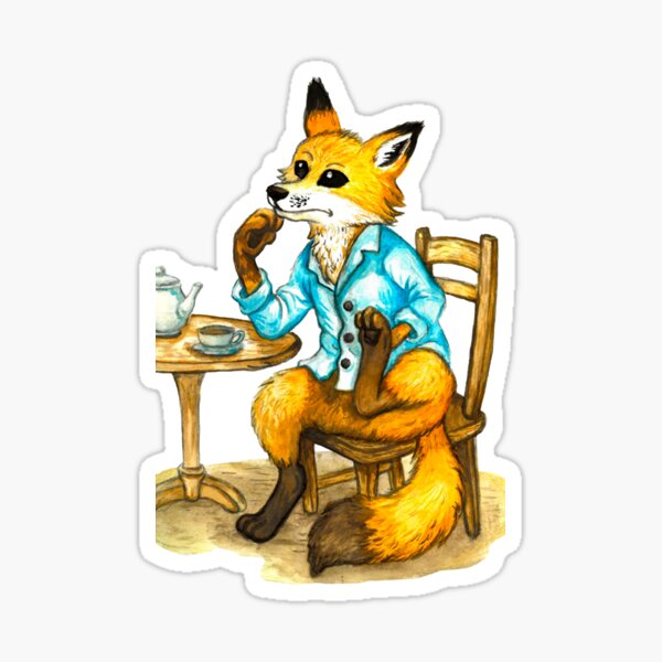 Item preview, Tea Time Fox Watercolour designed and sold by matte_hue88.
