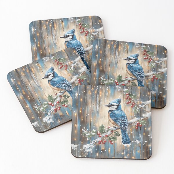 Item preview, Rustic Holiday Bluejay  designed and sold by SoaringOwlArts.
