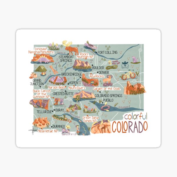 Vista previa del artículo con la obra «Mapa artístico de Colorado», diseñado y vendido por Quirks of Art Co..