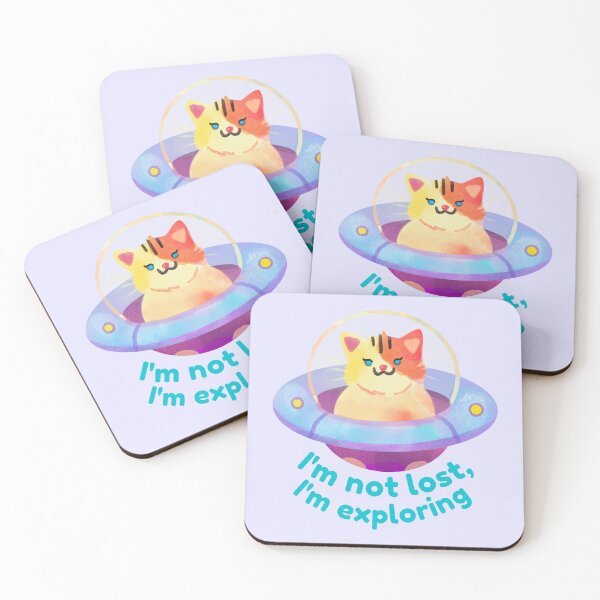 Item preview, Cute Space Cat Quote – I'm Not Lost I'm Exploring Funny Astronaut Kitty Design designed and sold by Kimagure13.