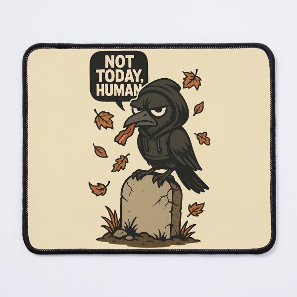 Item preview, Not Today, Human – Emo Goth Cranky Crow Tombstone Design designed and sold by WAUZ.