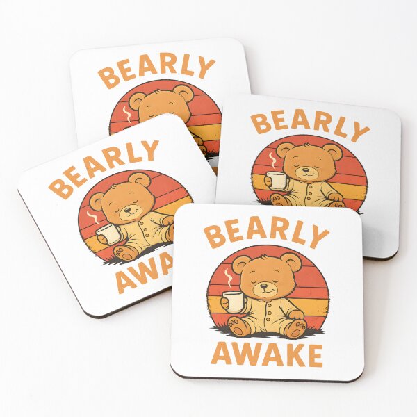 Item preview, Bearly Awake - Sleepy Bear with Coffee designed and sold by Channel1Design.