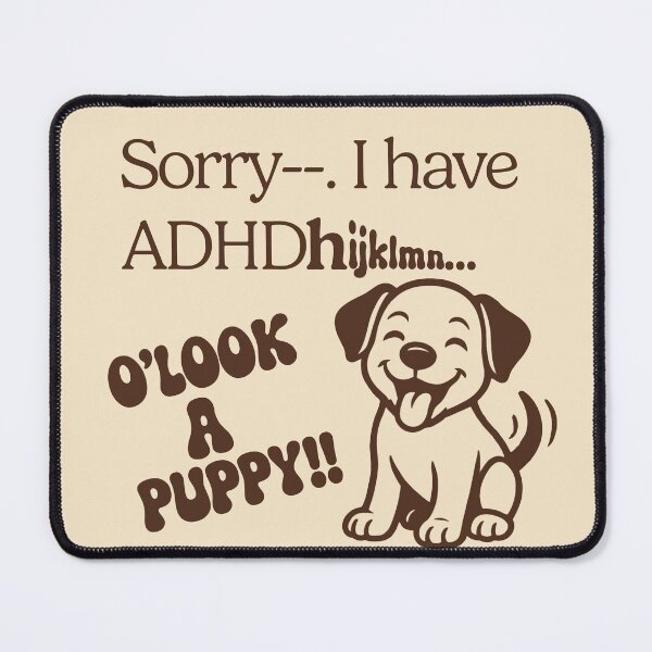 Item preview, "O'Look A Puppy!!!" ADHD Distraction Retro Tee (Brown) designed and sold by wecloseat10.
