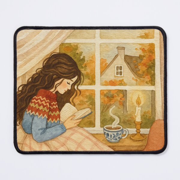Item preview, Cozy Autumn Reading Nook Art – Book Lover Watercolor Print designed and sold by BeaconMarketing.